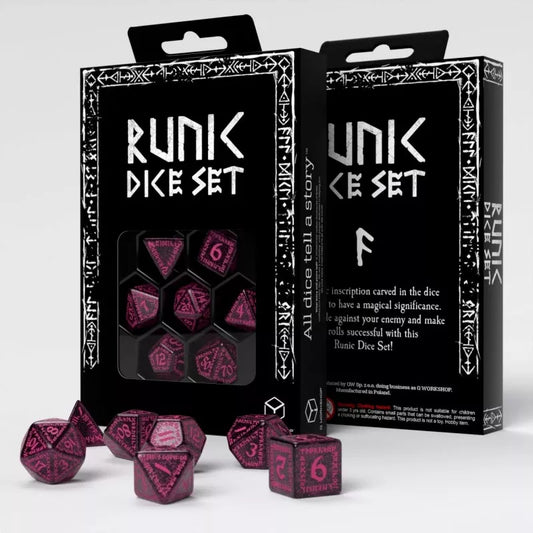 Dados runic shimmering negro y magenta