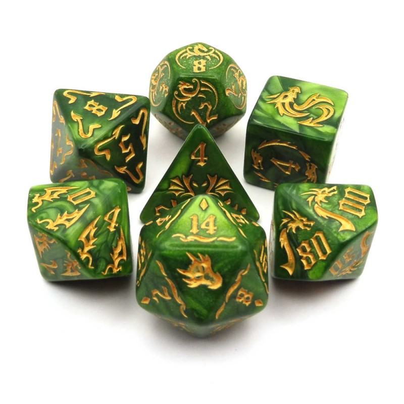 Dados Dragons Verde y oro